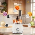 thumbnail image 3 of Gianna Food Processors 10.5 Cup, Vegetable Chopper with 5 Blades, 3 Modes Food Processor, Large Capacity, Dishwasher Safe, Stainless Steel Blades, for Smoothie, Fruit, Dough，White, 3 of 7