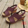 thumbnail image 6 of Womens Orthopedic Wedge Sandals Hollow out Splice Leather Adjustable Slingback Wedges Heels Casual Breathable Open Toe Walking Shoes Red Size 6, 6 of 9