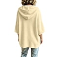 thumbnail image 5 of CFLVAEK Plus Size Hoodies for Women Loose Bat Sleeve Pullover Tops with Hood Solid Color Fall Winter Drawstring Hooded Sweatshirts Beige M, 5 of 5
