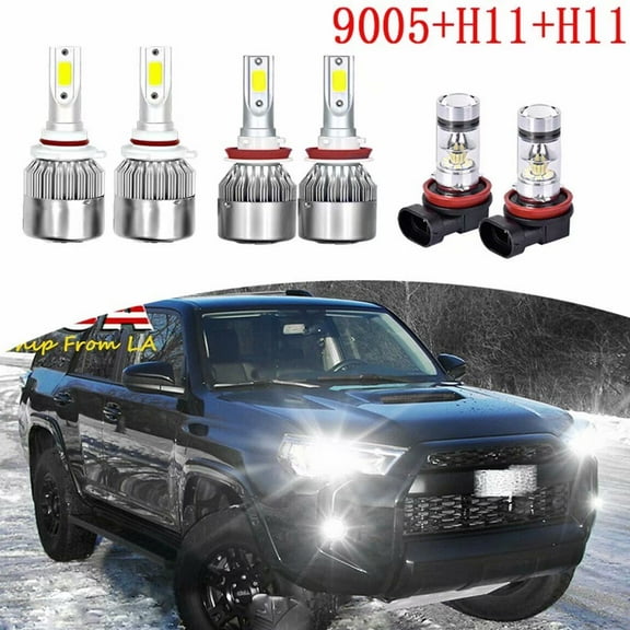 6000K LED Headlight Fog Light Upgrade Pkg Kit for Toyota 4Runner 2010-2020