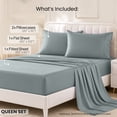 thumbnail image 4 of Lux Decor Collection Queen Bed Sheets Set Brushed Microfiber High GSM, 4 Piece Sheet Set Upto 16 Inches Deep Pocket Bedding Sheets & Pillowcases - Gray, 4 of 10