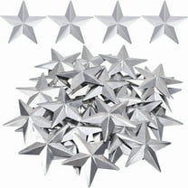 30PCS 3 Inch Galvanized Metal Stars Vintage Rustic Silver Primitive Stars Three Dimensional Christmas Tree Patriotic Ornament