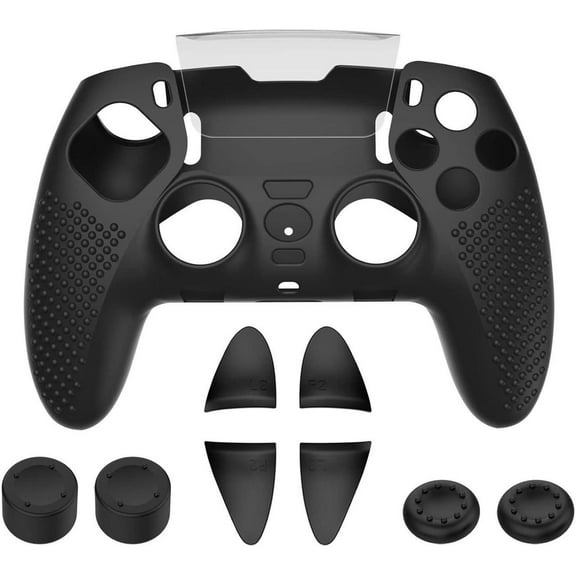 Anti-Slip Cover for PS5 DualSense Edge Controller, Accessories for PS5 DualSense Including Cover for DualSense Edge, Thumb Caps, Triggers Extenders, Touchpad Sticker