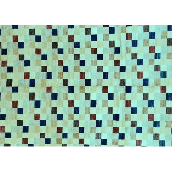 Ahgly Company Indoor Rectangle Abstract Light Blue Modern Area Rugs, 6' x 9'