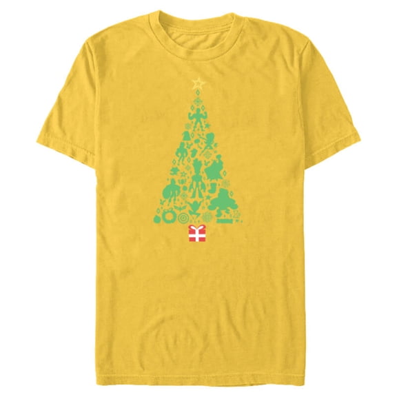 Marvel Holiday Super Heroes Christmas Tree - Short Sleeve Blended T-Shirt for Adults - Customized-Yellow