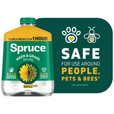Spruce Weed Killer Refill: Versatile Weed & Grass Killer₂ for Flower Beds, Driveways & Mulch Beds - No Pour, No Mix, No Mess Refill - Kills Dandelions, Crabgrass & More (64 Oz)