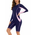 thumbnail image 4 of Women's Rash Guard Summer Beach Bodysuit Long Sleeve Zip Up Swimwear One Piece UV Protection Rashguard Knee High UPF 50+ Surfing Bathing Wear, 4 of 6