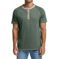 thumbnail image 5 of JWD Classic henley style Four button henley closure, Mens Henley Short Sleeve T-Shirt Cotton Casual Shirt Mens ShirtsSummer Daily T-Shirts Green L, 5 of 7