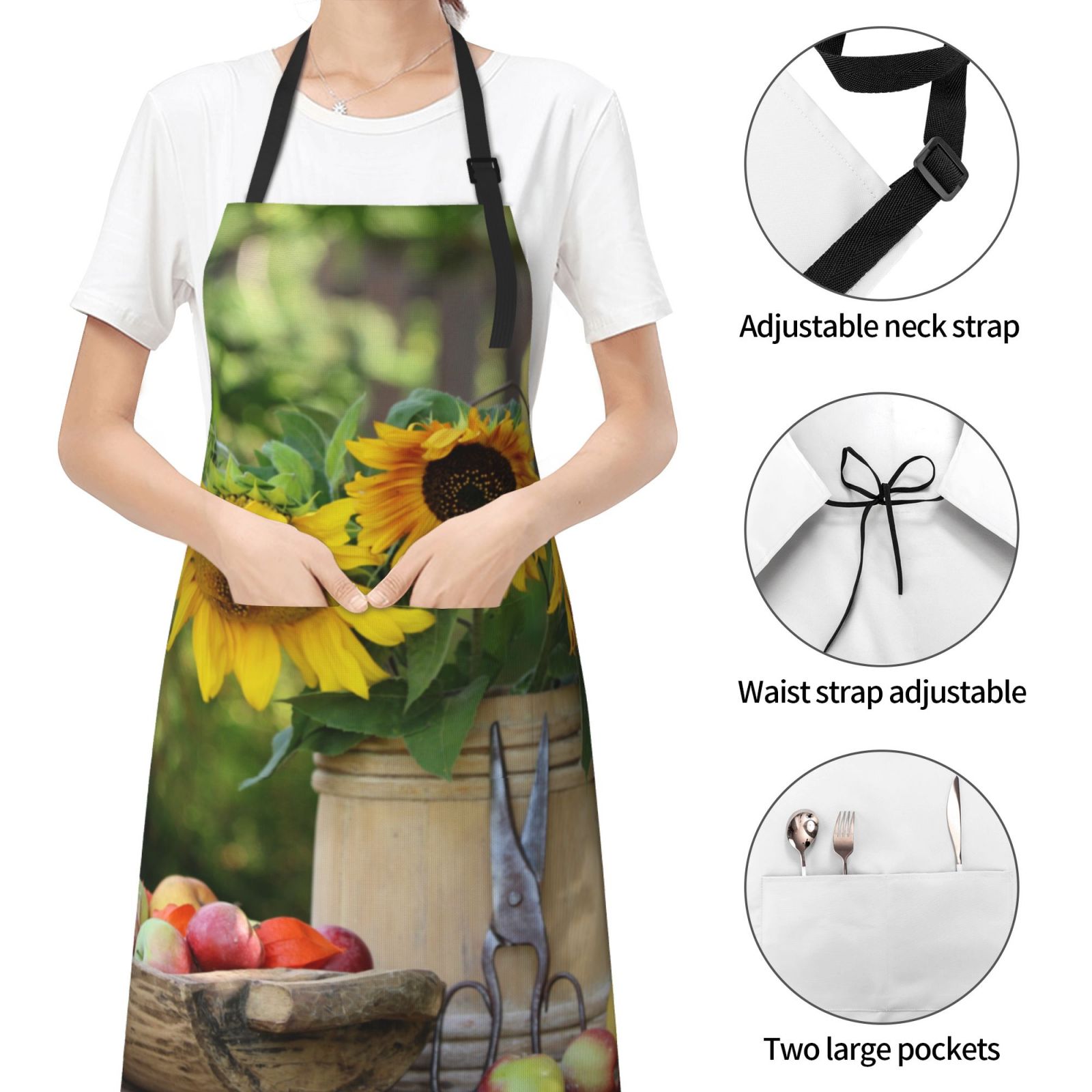 Kdxio Vintage Wooden Bucket Apron with Pockets Adjustable Kitchen Aprons for Men Women Waterproof Aprons for Cooking,Drawing,Crafting, Baking Household Cleaning