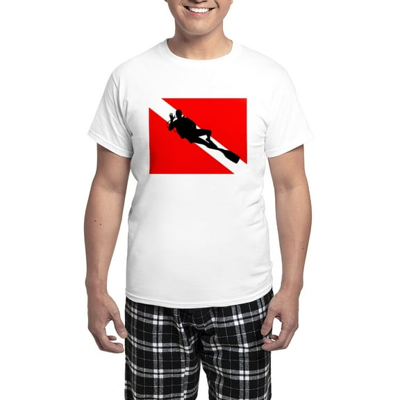 CafePress - Scuba Flag Diver Men's Light Pajamas - Men's Light Loose Fit Cotton Pajama Set