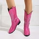 thumbnail image 2 of Botas vaqueras para mujer, botas vaqueras hasta la rodilla, ajustables, con cordones, bordadas, sin cordones, puntera puntiaguda, tacón grueso, botas vaqueras, 2 of 8
