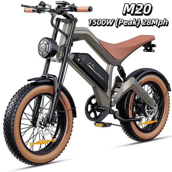 DYU M20 Peak 1500W Motor Electric Bike for Adults,20" Fat Tire All-Terrain Electric Bicycle,48V 18.6Ah Battery Up to 100 Miles 28MPH Ebike UL2849