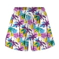 thumbnail image 4 of felwors Women's Palm Tree Print Shorts Elastic Drawstring Waist Summer Beach Vacation Casual Shorts with Pockets (Light Purple, M), 4 of 5