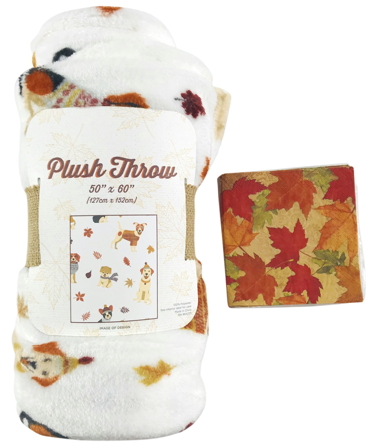 Fall Dog Throw Blanket Playful Dogs in Colorful Autumn Leaves for bed, couch, chair or extra