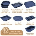 thumbnail image 2 of HONGBAKE Bakeware Sets, Baking Pans Set, Nonstick Oven Pan for Kitchen with Wider Grips, 10-Piece Including Rack, Cookie Sheet, Cake Pans, Loaf Pan, Muffin Pan, Pizza Pan - Champagne Blue, 2 of 8