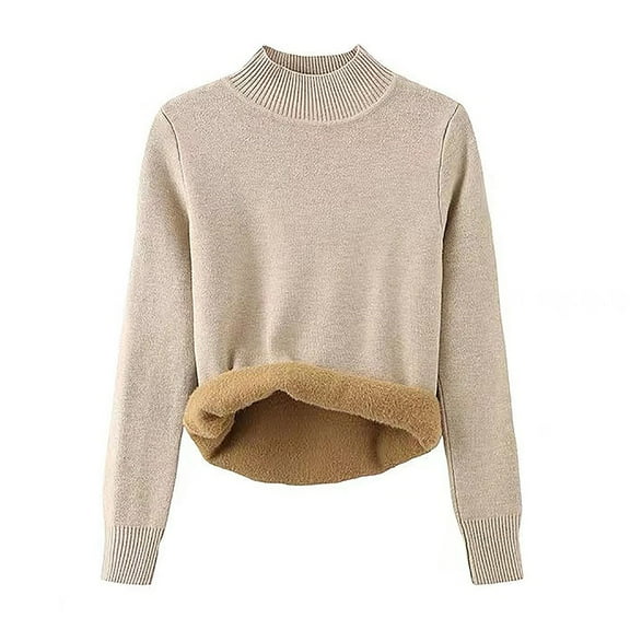 LIBRCLO Sweaters for Women Casual Warm Long Sleeved Crew Neck Solid Color Fall Winter Knitted Fashion Blouse Sweater