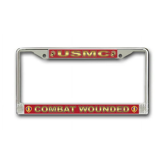 Combat Wounded' U.S. Marine Corps Purple Heart License Plate Frame
