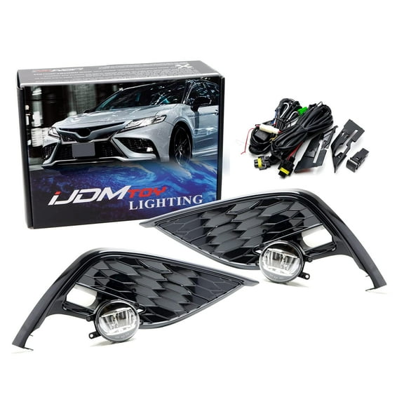 JDM Style OEM-Spec 15W LED Fog Light Kit For 2021-up Toyota Camry SE ONLY, Includes (2) LED Fog Lamps, Gloss Black Bezel Covers & On/Off Switch Relay Wiring Harness