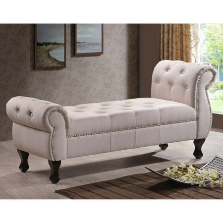 Ipswich Linen Bench Beige - Baxton Studio