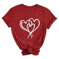 thumbnail image 4 of YueHuiYing Women's Valentine's Day Cartoon Heart Print Short Sleeve Round Neck Top Cute Graphic Tees T-Shirt, 4 of 5