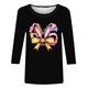 thumbnail image 5 of Camisetas Casuales de las Mujeres Impresas 3/4 Manga Cuello Redondo Blusa, Moda Ligera Superior para el Hogar Y el Uso Diario, Cómoda Imitación de la Tela Del Estante, 5 of 6