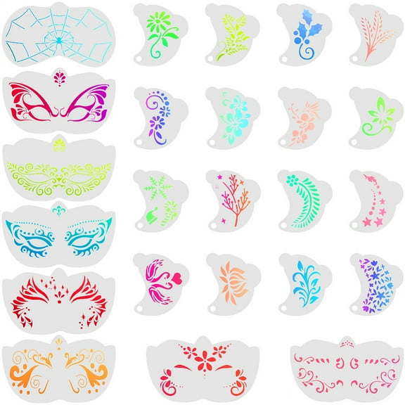 28pcs Human Face Plastic Drawing Painting Stencils Templates for Painting on Scrapbook Fabric Tiles Floor Furniture Wood White 75~200x52~120x0.1mm