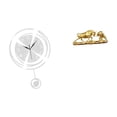 thumbnail image 1 of Adorno de reloj de pared acrílico con números arábigos y escultura moderna de oso toro, decoración animal Feng Shui para escritorio de estudio, 1 of 8