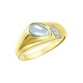 thumbnail image 3 of RYLOS Men's Rings 14K Yellow Gold Ring - Timeless Pear Shape Cabochone Gemstone & Diamonds - Tear Drop Cabochon AQUAMARINE Rings For Men Size 8, 3 of 6