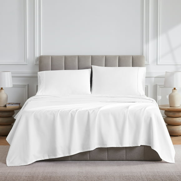100% Cotton Bed sheets, Deep Pocket, Wrinkle Resistant, Soft & Smooth Sateen 4-Piece, King Arctic White by Purity Home