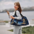 thumbnail image 6 of Honeii Navy Blue Marble Print Gym Bag,Carry on Weekender Overnight Bag, Travel Duffel Bags, Personal Item Travel Bag,Tote Bag,Workout Dance Bag, 6 of 7
