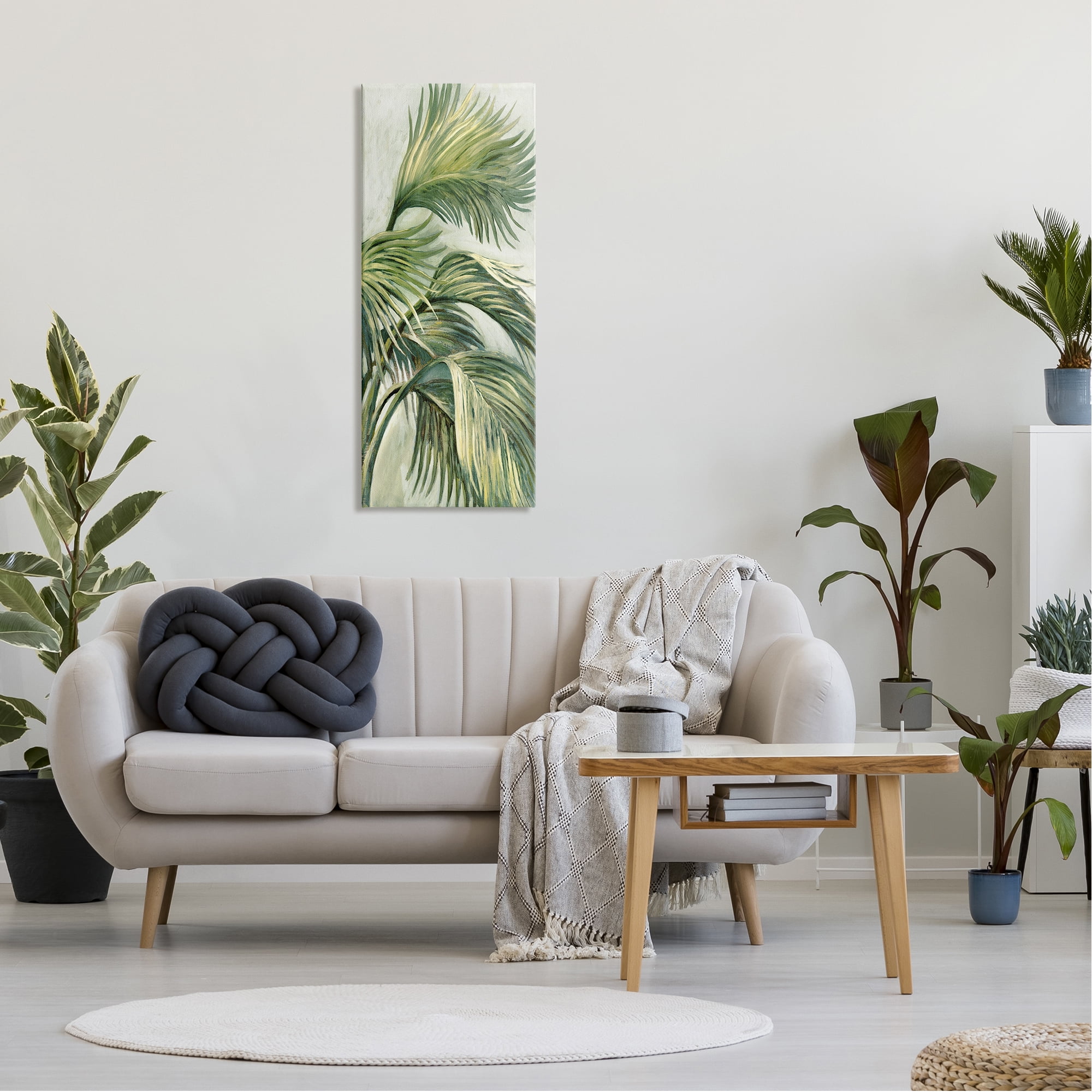 Stupell Industries Tropical Palm Fans Botanical & Floral Painting Gallery Wrapped Canvas Art Print Wall Art, 17 x 40