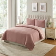 thumbnail image 2 of VCNY Home Embroidered 3-Piece Rose Pick Stitch Microfiber Quilt Set, King, 2 of 5