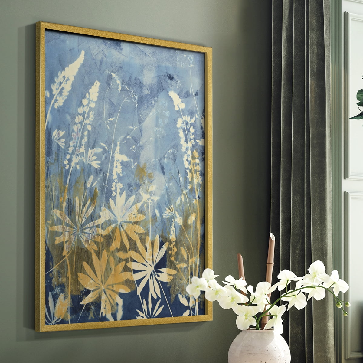 Wild Lupine Framed Print in Gold Solid Wood 11 x 14 Framed Print
