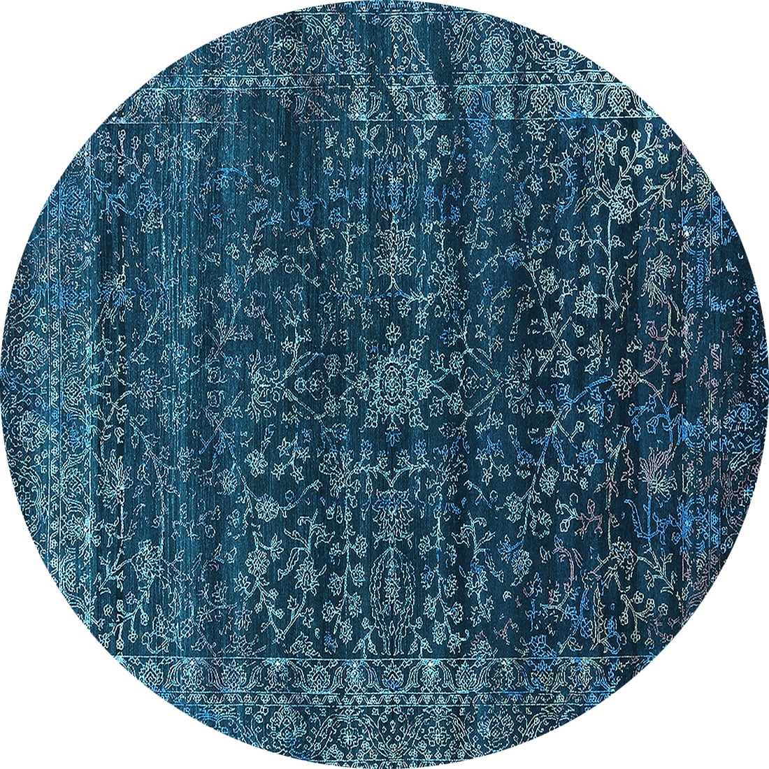 Ahgly Company Indoor Round Oriental Light Blue Industrial Area Rugs, 8 ...