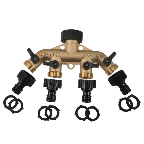 Garden Hose Splitter 4 Way Hose Diverter Outdoor Hose Splitter Hose Connector 3/4 Hose Spigot Adapter Hose Bib Splitter Outdoor Splitter Water Spigot