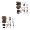 thumbnail image 4 of Advancent 11pcs Camping Cookware Mess Kit w/ Set Stoves Pot Carabiner Type1 NO1, 4 of 5
