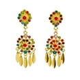 thumbnail image 2 of Ziurtnc 1 Pair Women Ear Clips Hollow Out Rhinestone Decor Bohemian Tassel Retro Ethnic Non-piercing Party Performance Dangle Earrings, 2 of 8