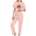 thumbnail image 5 of Levmjia Womens 3 Piece Pajama Set Short Sleeve Top Sleepwear With Pants and Shorts Thanksgiving Soft Casual Home Comfort Relaxing Nightwear Daily Wear, 5 of 8
