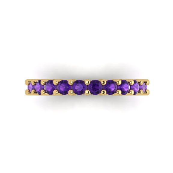 1.26 ctw Wedding Band for Women - 18K Yellow Gold Natural Amethyst Stackable Eternity Ring