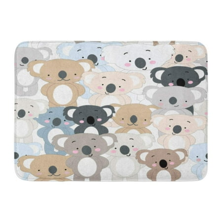 Teddy Bear Bath Collection LADDKE Vintage Cute Koala Bear Blue Grey Pastel Baby Teddy Cartoon Pattern Doodle Comic Doormat Floor Rug Bath Mat 23.6x15.7 inch ()