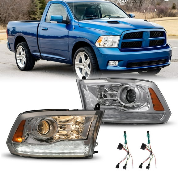 For 2009-2018 Dodge Ram 1500/2500/3500 LED Projector Headlights Headlamps,for 2019-2024 Ram 1500 Classic,Chrome Housing Clear Lens