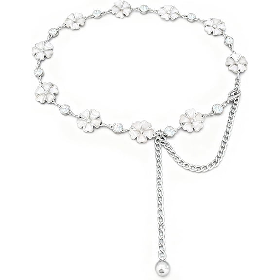 Women's Chain Belt Adjustable Rhinestone Metal Belts for Women Ladies Chain Belt for Dresses