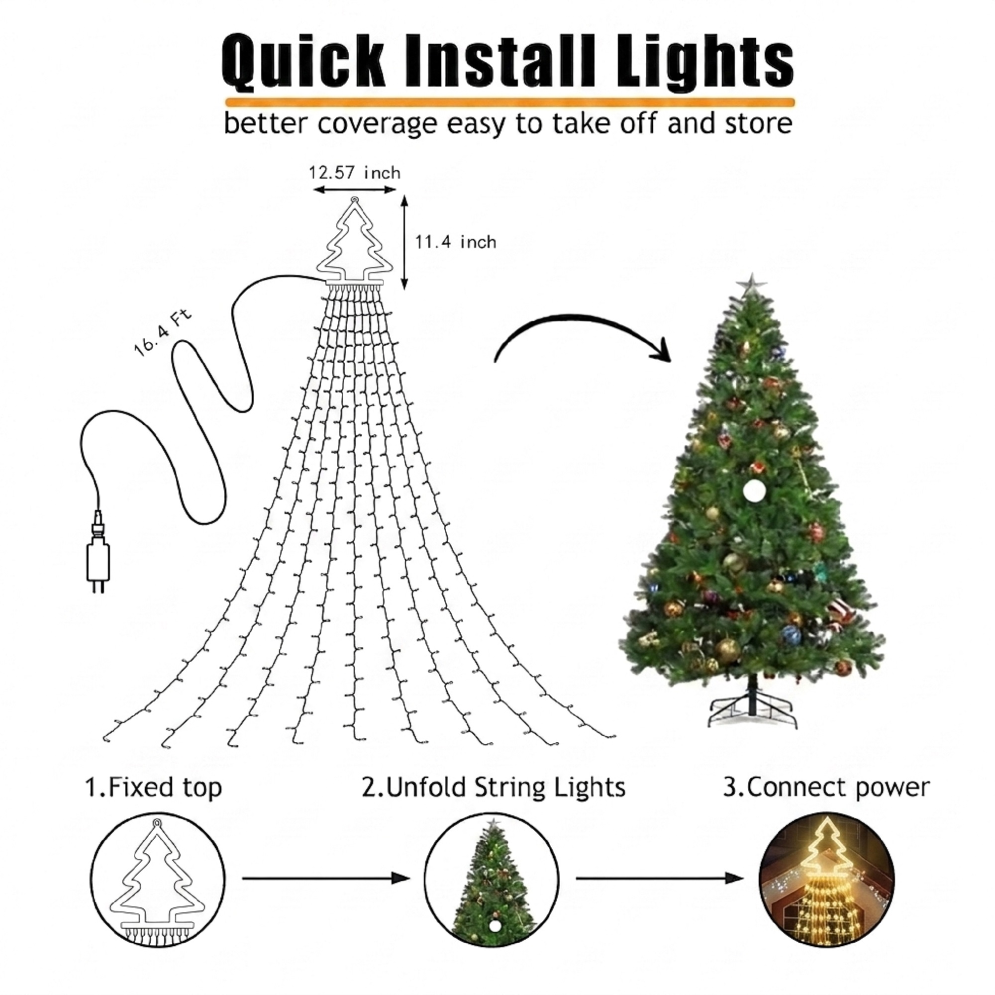 DAYBETTER 317 LED Christmas Waterfall Lights Warm White photo 4