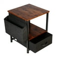 thumbnail image 3 of Industrial Nightstand, End Table with 1 Drawer (Fabric Bins) and Storage Bag, Sofa Side Table with Wooden Top and Solid Metal Frame, Bedside Table for Living Room Bedroom, 3 of 7