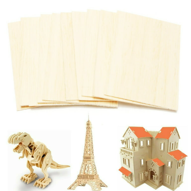 Fabbay 20 Pieces Basswood Sheets Thin Wood Sheets Craft Wood Board Unfinished Plywood for Craft DIY Wooden Plate Model Wooden House Aircraft Ship