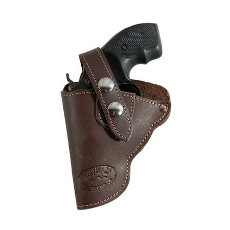 Barsony Left Hand Draw Brown Leather Outside the Waistband Gun Holster Size 3 Charter Arms Colt Ruger S&W Taurus small/medium .22 .38 .44 .357
