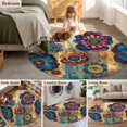 thumbnail image 5 of Round Rugs 5Ft, Vintage Purple Floral Round Area Rug Washable Indoor Throw Carpet, Retro Flowers Ethnic Abstract Art Soft Non Slip Circle Rug for Cabinet Bathroom Home Decor Aesthetic, 5 of 8