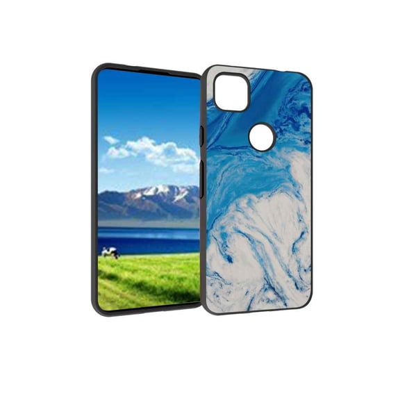 Compatible with Google Pixel 4A 4G Phone Case, Blue Marble 50 Case Men Women, Flexible Silicone Shockproof Case for Google Pixel 4A 4G