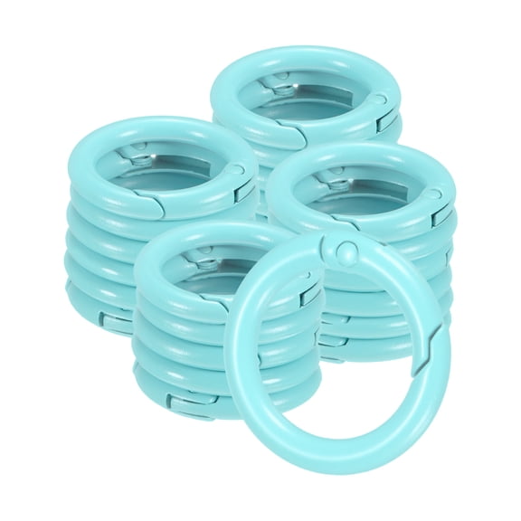Uxcell 24-Pack Metal Spring O Rings, 5/8" Zinc Alloy Spring Keyring Buckle for Keychains Round Trigger Buckle Chain Rings [Aquamarine Blue]
