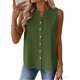 thumbnail image 4 of Camisas de Verano de la Mujer Y Tops Cuello V sin Mangas Botón Completo Blusa, Tops sin Mangas de la Mujer de Verano de Color Sólido Casual Transpirable, 4 of 6